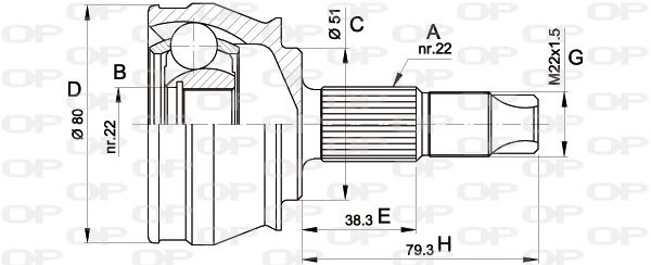 OPEN PARTS jungčių komplektas, kardaninis velenas CVJ5346.10